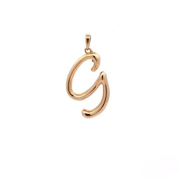 18K Gold Pendant Letter g Initial Alphabet